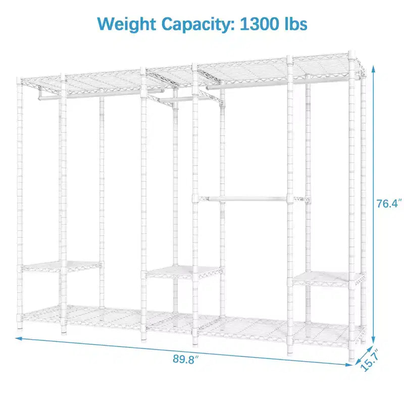 Extra Large Portable Closet Rack Heavy Duty Clothes Rack Max Load 1300 lbs