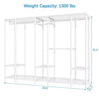 Extra Large Portable Closet Rack Heavy Duty Clothes Rack Max Load 1300 lbs