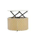 Round Outdoor Daybed Two-Tone Weave Sunbed with Retractable Canopy