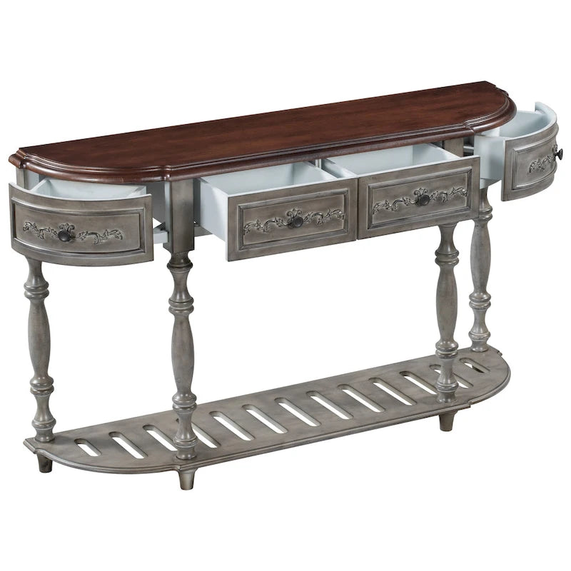 Modern Console Table with 4 Drawers and 1 Shelf