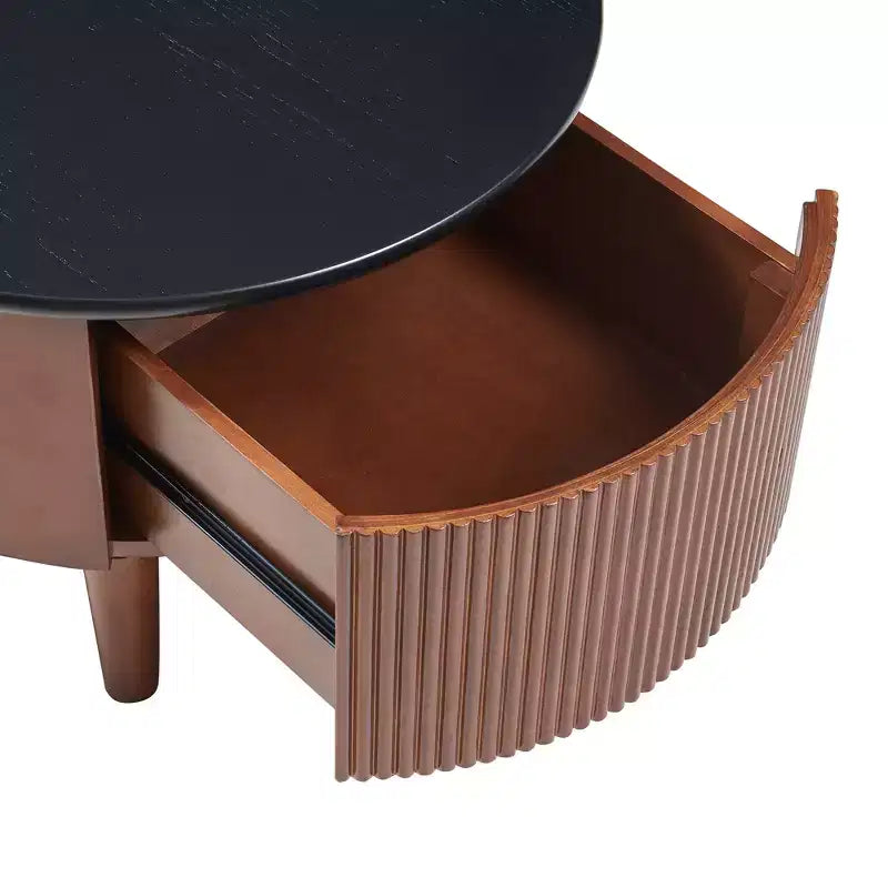Modern Nesting Coffee Table with Drawer, Round Center Table with storage for Living Room