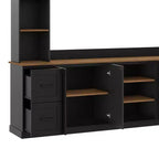 ModernLuxe 4-in-1 Farmhouse Entertainment Center Wall Unit, Fits TVs Up to 70, TV Stand Media Console w/ Adjustable Shelves & Drawers