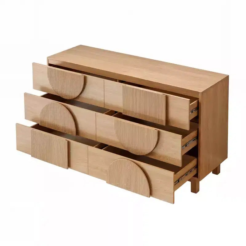 6-Drawer Modern Geometric Dresser, Half-Circle Accent Wide Storage Chest for Bedroom & Living Room