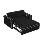 Velvet Convertible 55 2-Seater Sleeper Sofa with Pull-Out Bed, Adjustable Recline, Side Pockets, and Phone Holder