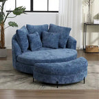 Modern Sofa Chair Round Accent Barrel Chair With 5 Pillows and Optional Ottoman