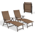 Pellebant 2PCS Adjustable Aluminum Patio Chaise Lounge Chair - N/A