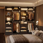 Closet Organizer with Wood Drawers, Freestanding Closet System with Hanging Rods