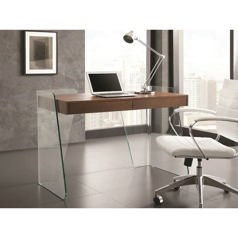 ARCHIE office desk with clear glass.