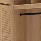 70.87Tall 8-Door Large Capacity Armoire Wardrobe Closet with Hanging Rod, Adjustable Shelves and Rattan Decorative Doors