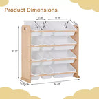 VECELO Kids Bookshelf Toy Storage with 12 Bins, Wooden Toy Rack for Toddlers, Large-Capacity Playroom Storage for Books or Toys