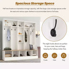 CLIHOME Wide Design Hall Tree with Storage Bench, Minimalist Shoe Cabinet with Cube Storage & Shelves