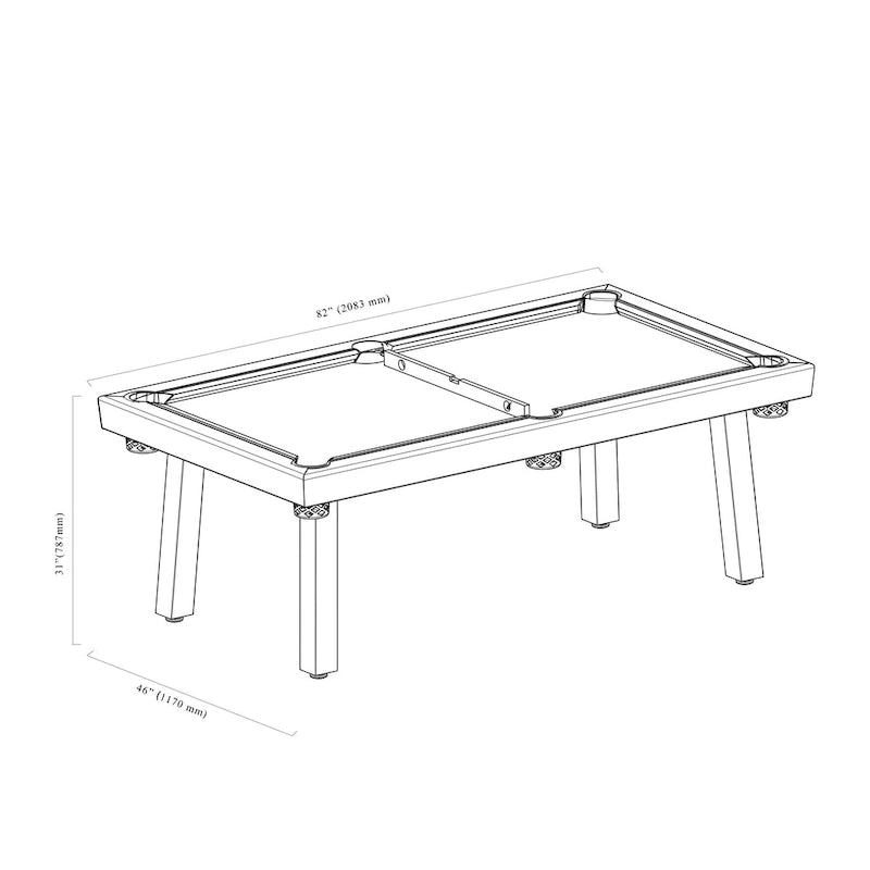 Norwalk Indoor/Outdoor 7ft Slate Pool Table 6-Seater Dining Set with 4 Benches & Accessories, White Finish