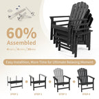 Vrakae 6 Pcs Patio HDPE All-Weather Stacking Adirondack Chair