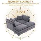 2-seater sofa with 2 cushions, 2 pillows and 2 ottomans, comfortable sofa - Living room deep sofa, modular sofa