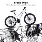 Okak 24/26IN Mountain Bike with 21 Speeds and Dual Disc Brakes, Kids Bike with 100mm Front Suspension, Dirt Bike for Teenagers and Women