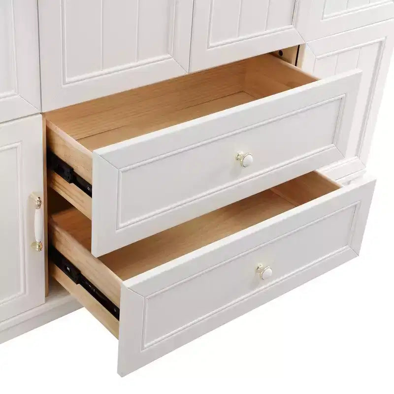 White Wood 61.42 in. Armoire with 2 Drawers, Hanging Rod and Shelves