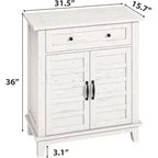 31.5 Rustic Storage Cabinet, with Slatted Doors, 3-Tier Adjustable, Double Door Locker, for Kitchen, Dining Room, and Home Office
