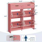 Shoe Cabinet with 4 Flip Drawers & 2 Top Drawers, Wooden Shoe Organizer Cabinet with Adjustable Shelf, Freestanding Shoe Storage Cabinets