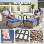 GDFStudio Halston Outdoor Wicker Chat Set with Cushions and Side Table