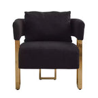 Set of 2 Modern Upholstered Accent Chairs with Gold Metal Legs for Living Room, Bedroom, or Office