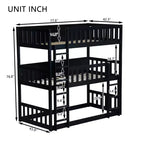 Triple Twin Bunk for Kids, Twin over Twin over Twin Detachable Bunk Bed with Ladder and Guardrail, Separate into 3 Beds