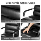 Glitzhome Leatherette Adjustable Swivel Desk Office Chair with Armrest Ergonomic Design
