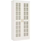 Lantine Tall Shoe Cabinet with Doors, 8-Tier Shoe Storage with Adjustable Shelves, Modern Shoe Rack Cabinet for Hallway, Closet, Living Room, White