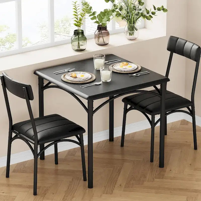 Kitchen Dining Table Set for 2 with Upholstered Chairs