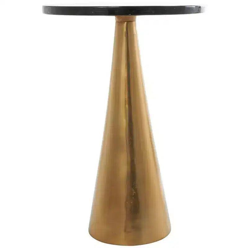 Aluminum Geometric Cone Accent Table with Textured Glass Tabletop 24 in