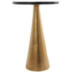 Aluminum Geometric Cone Accent Table with Textured Glass Tabletop 24 in
