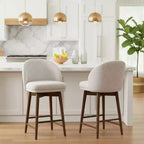 Set of 2 Modern Swivel Counter Stools with Upholstered Seat, 360 Rotating Kitchen Island or Home Bar Chairs with Solid Wood Legs-Panipeachy