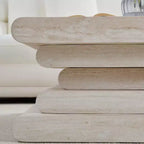 GDFStudio Laurine Modern Travertine Pattern Layered Coffee Table