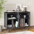 COZONY Record Player Stand with Vinyl Storage, 39.5 Decorative Bookshelf Turntable Stand Holds up to 350 Albums Living Room