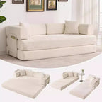 5-in-1 Convertible Sofa Bed, 78.8 Modular Corduroy Sleeper with Sturdy Frame, Multi-Functional Futon for Small Space, Living Room & Guest Room