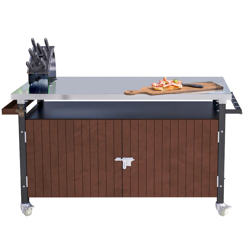 Outdoor Grill Cart With Stainless Steel Tabletop(no include stool)