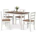 Costway 5-Piece Dining Set Solid Wood Kitchen Furniture with Rectangular Table & 4 Chairs Natural/Coffee/Grey