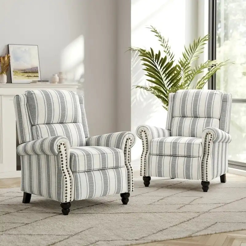 2 Set Modern Padded Seat Recliner Chair with PU Leather/Fabric