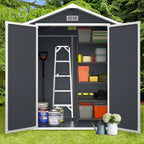 6 ft x 4 ft/6 ft x 8 ft/8 ft x 6 ft/8 ft x 10 ft All-Weather Resin Outdoor Plastic Storage Shed w/Floor, Spire Tool Shed