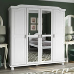 Palace Imports 100% Solid Wood Kyle 4-Door Wardrobe Armoire with Solid Wood or Mirrored Doors