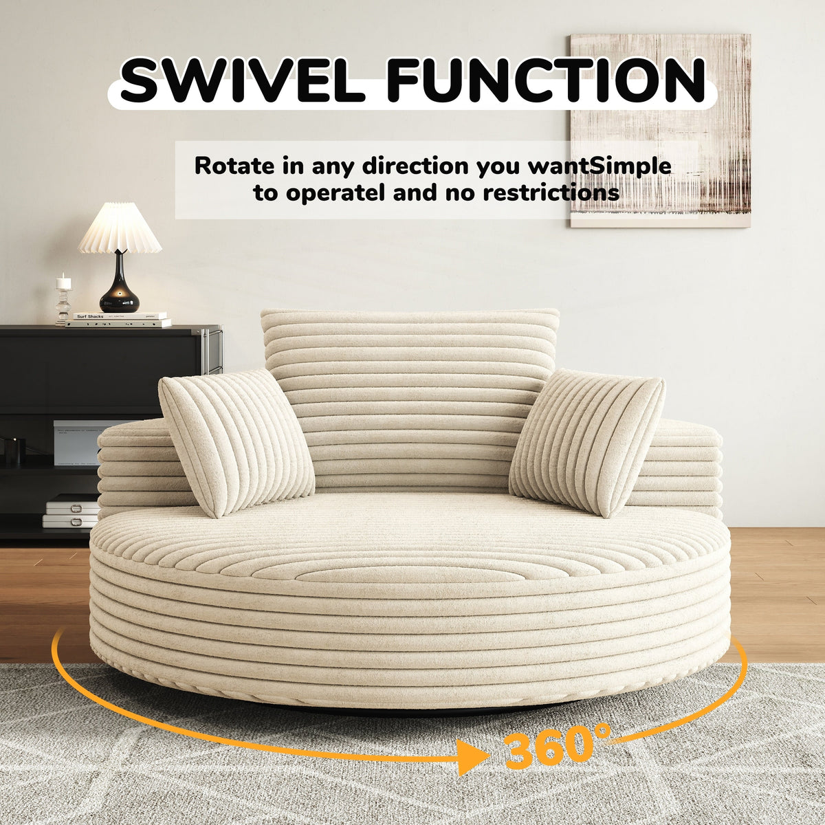 Corduroy Chenille Foam Single Swivel Chair