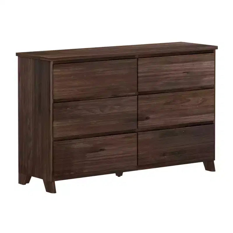 Solid Wood Farmhouse 6 Drawer Dresser