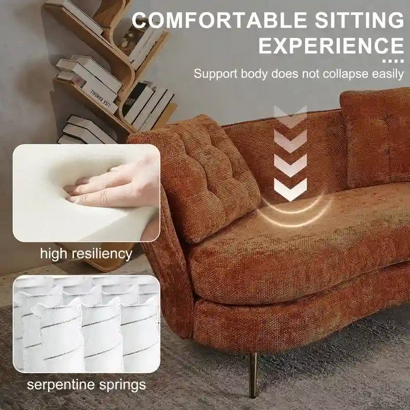 Upholstered Couch with Golden Metal Legs Club Loveseat Sofa for Living Reading Room ,Bedroom ,Apartment, Small Space Dorm