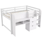 Pink/White Low Loft Bed with Desk, Storage & Whiteboard ?C Twin, 1-Person