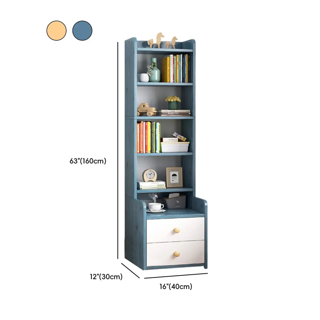 Modern Tall Wood Spacious Shelves 2-Drawer Nightstand