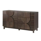 6-Drawer Modern Geometric Dresser, Half-Circle Accent Wide Storage Chest for Bedroom & Living Room