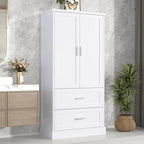 Tall Bathroom Storage Cabinet, Cabinet with Two Doors and Drawers, Adjustable Shelf, MDF Board