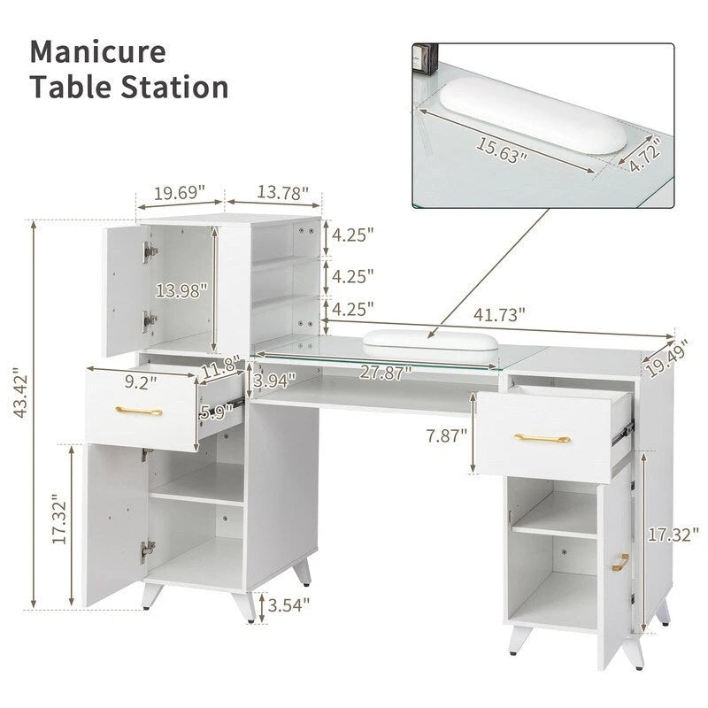 55-Inch Computer Desk with Shelves, Drawers and Cabinet