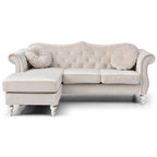 Hollywood Velvet Sofa with Reversible Chaise
