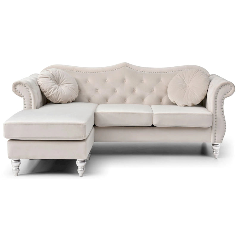 Hollywood Velvet Sofa with Reversible Chaise