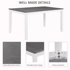 GDFStudio Loren Modern 7-Piece Solid Wood Upholstered Dining Table and Chairs Set